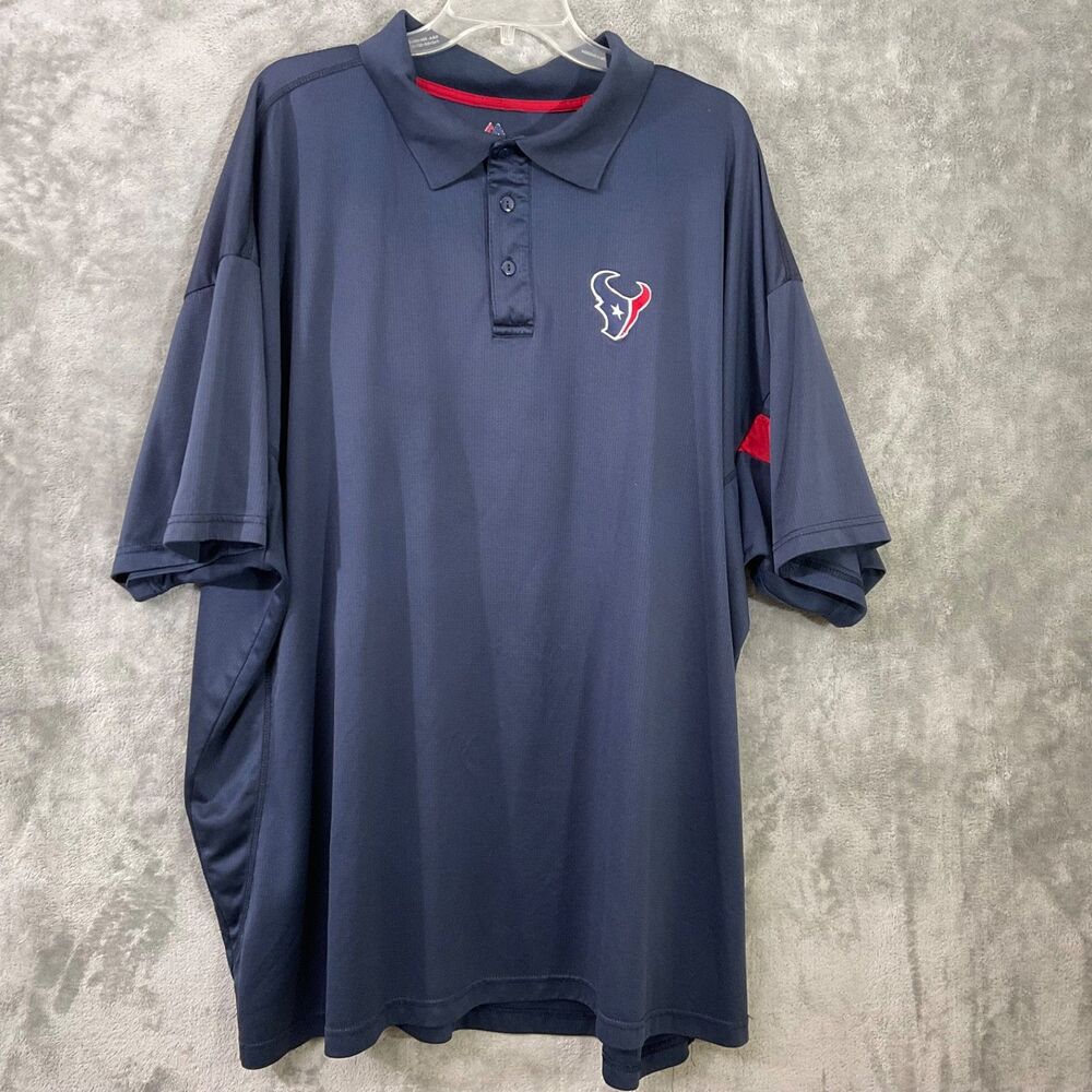Houston Texans Majestic Polo shirt Men's size 5X Blue NFL Texans logo flaws*